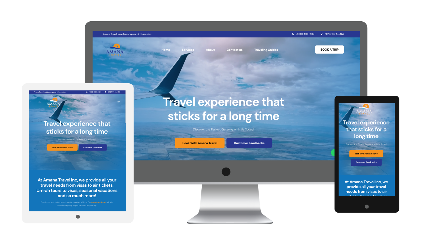 travel website designed for amana travel